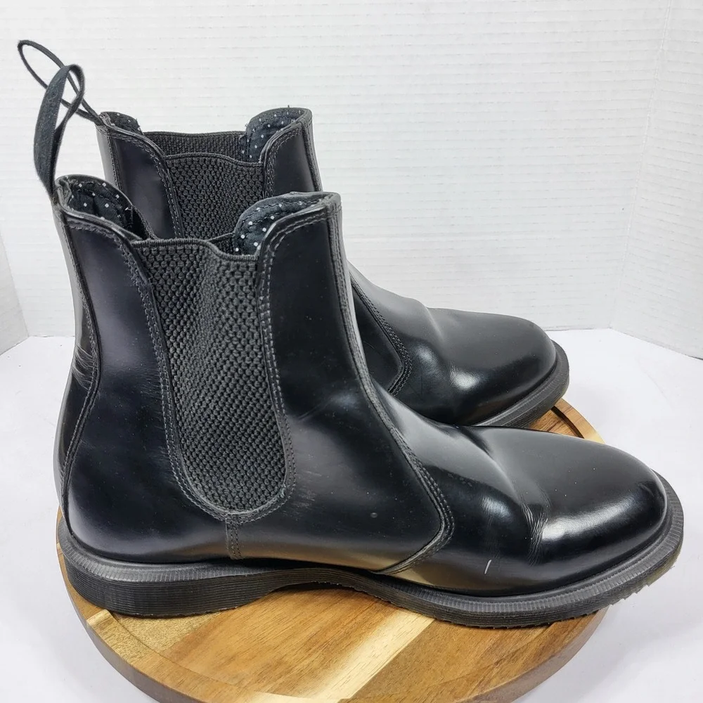 Dr Martens Flora Black Polished Smooth Leather Chelsea Boots Womens 9 UK 7 EU 41